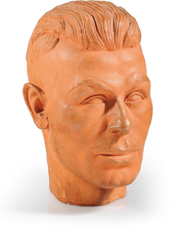 ANDRÉ LELEU (1907-1995) «Tête d'homme» Sculpture e: ANDRÉ LELEU (1907-1995) «Tête d'homme» Sculpture en terre cuite. Monogramme «A.L» et datée 1943. H : 28 cm