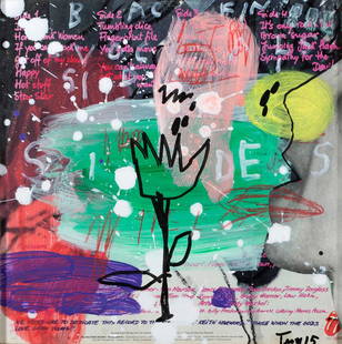 TROY HENRIKSEN: TROY HENRIKSEN(né en 1962)Flower stone, 2015Acrylique et technique mixte sur pochette vinyle, signée et datée en bas à droiteAcrylic and mixed media on vinyl sleeve, signed and dated lower