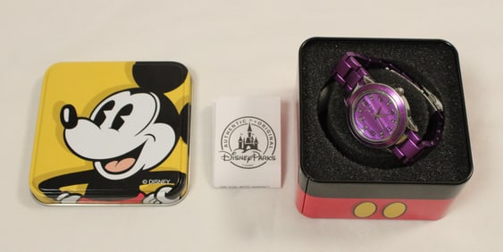 A Disney Parks Purple Metal Watch.