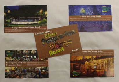 A 2014 Disney's Polynesian Resort and Trader Sam's Grotto Post Card Set.