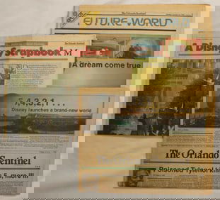 A Collection of Orlando Sentinel Walt Disney World and EPCOT Newspapers.