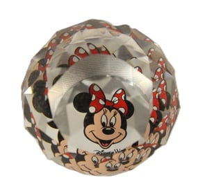 A Minnie Mouse Diamond Cut Swarovski Crystal Paperweight by Arribas.