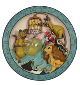 A Lady and the Tramp "We Are Siamese" 3D Relief Plate.