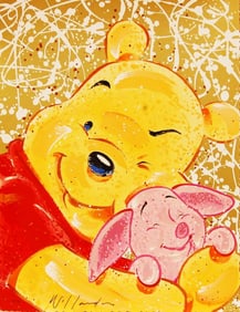 An Original David Willardson Embossed Serigraph of Winnie the Pooh and Piglet.