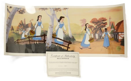 A Limited Edition "Belle Bonjour" Sericel with lithographic background from Beauty and the Beast.