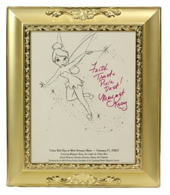 A Framed and Autographed Tinkerbell print.