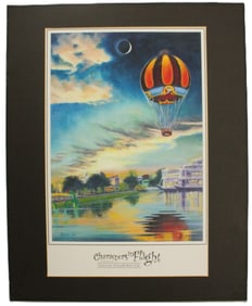 A Characters in Flight matted print on mat board.