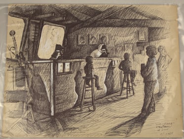 A Rare Pen and Paper Drawing of Disney Artists at Work.
