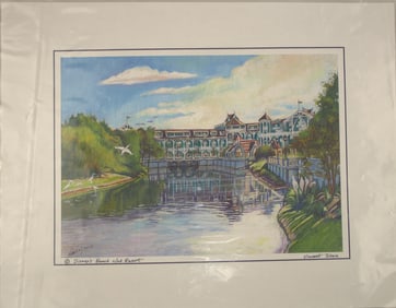 A Beach Club Resort Watercolor Reproduction.