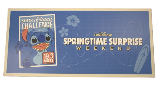 A 2024 runDisney Springtime Surprise Weekend Challenge Event Sign.