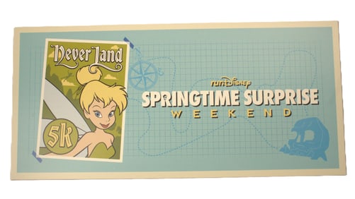 A 2024 runDisney Springtime Surprise Weekend 5K Event Sign.