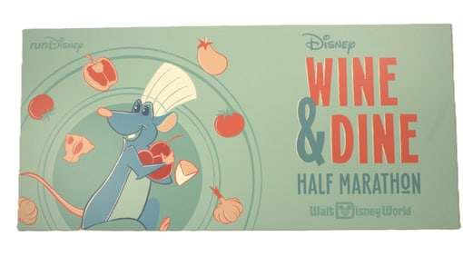 A 2024 runDisney Wine and Dine Half Marathon Event Sign.