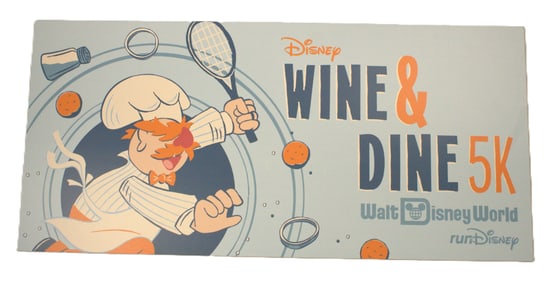 A 2024 runDisney Wine and Dine 5K Event Sign.