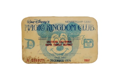A Disneyland's Magic Kingdom Club Membership Card.