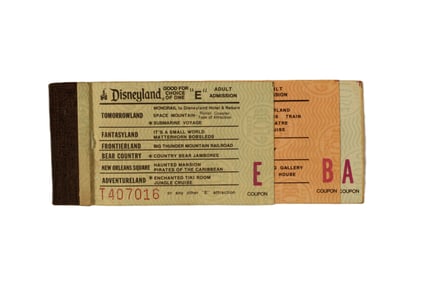 A 1980 Adult Disneyland Ticket Book.