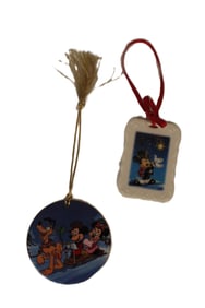 A Pair of Mickey Mouse Christmas Movie Ornaments
