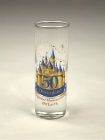 A Disneyland 50th Anniversary Shot Glass.