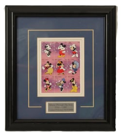 A Rare Minnie Mouse Framed Stamp Set.