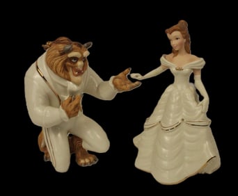 A 2-Piece Beast and Belle Figure Set by Lenox.