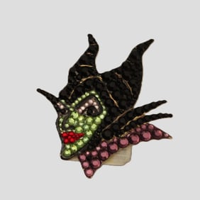 A Rare Maleficent Head Pave Swarovski Crystal Brooch.