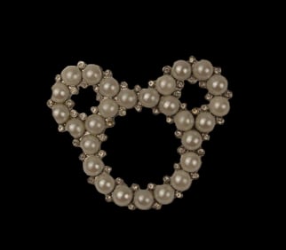 A Pearl and Swarovski Crystal Mickey icon Brooch.