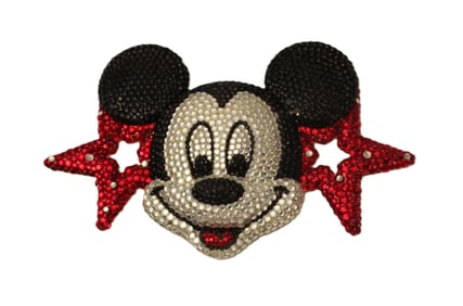 A Kathrine Baumann Jumbo Mickey Mouse Belt Buckle with Swarovski Crystals.