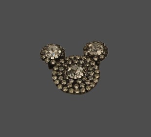 A Pave Swarovski White Crystal Mickey Head Pin.
