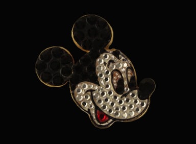 A Color Mickey Mouse Face Swarovski Crystal Pin.