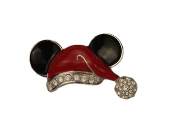A Santa Mickey Ear Hat Swarovski Pin.