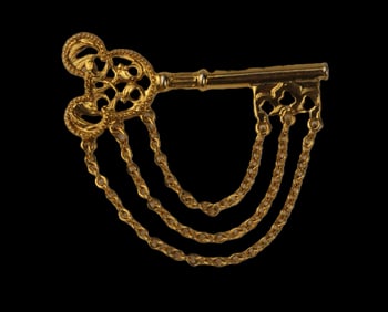 A Gold-toned Mickey Mouse Icon Key Pin.