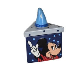 A Small Ceramic Triangle Sorcerer Mickey Trinket Box.