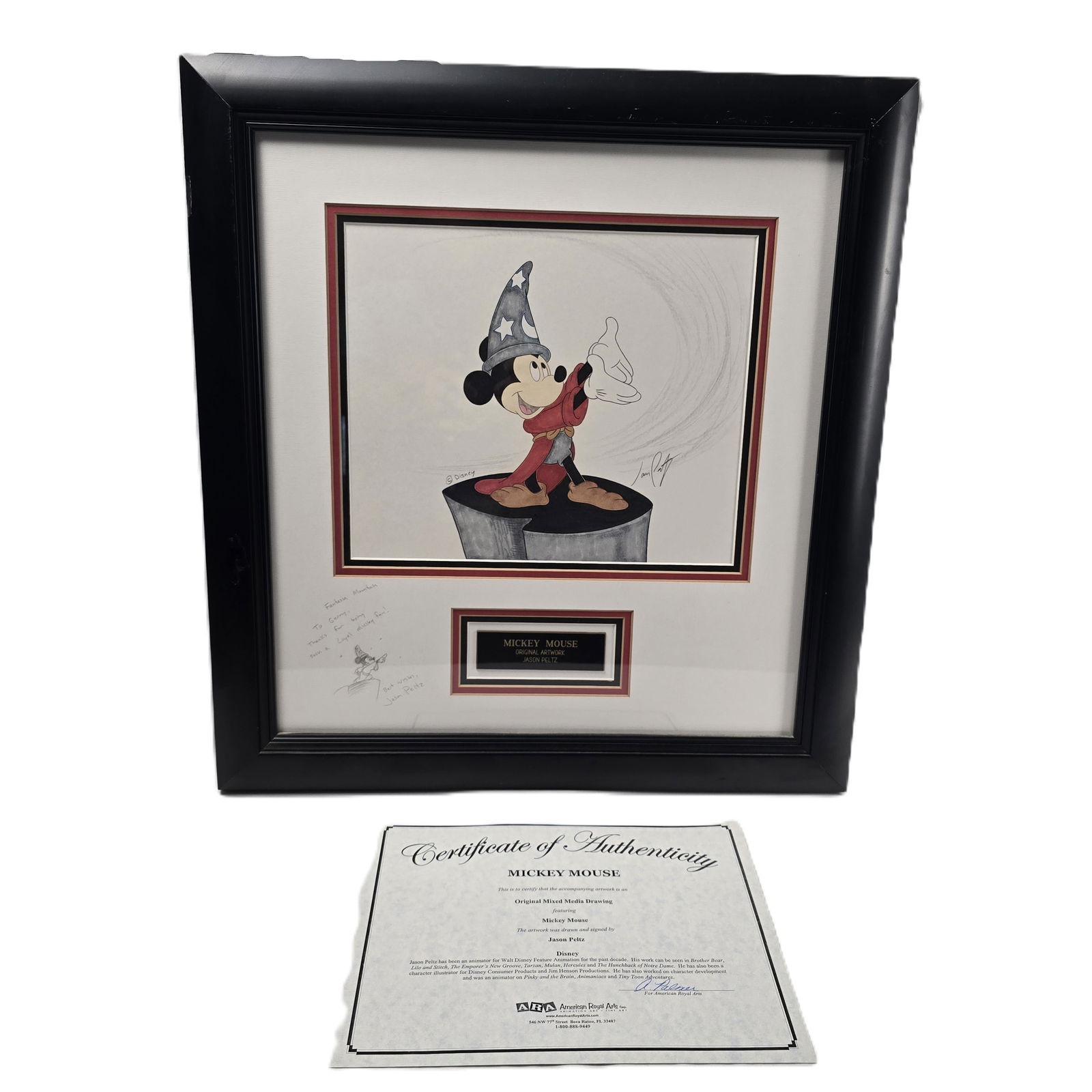 A Jason Peltz Sorcerer's Apprentice “Fantasia Mountain?? Framed Color Drawing. (1 of 4)