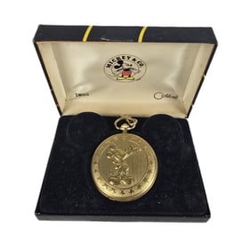 A Gold-Toned Mickey Pointing Pocket Watch