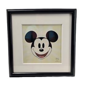 A Framed Limited Edition "Here's Mickey" Sericel featuring Mickey Mouse with lithographic