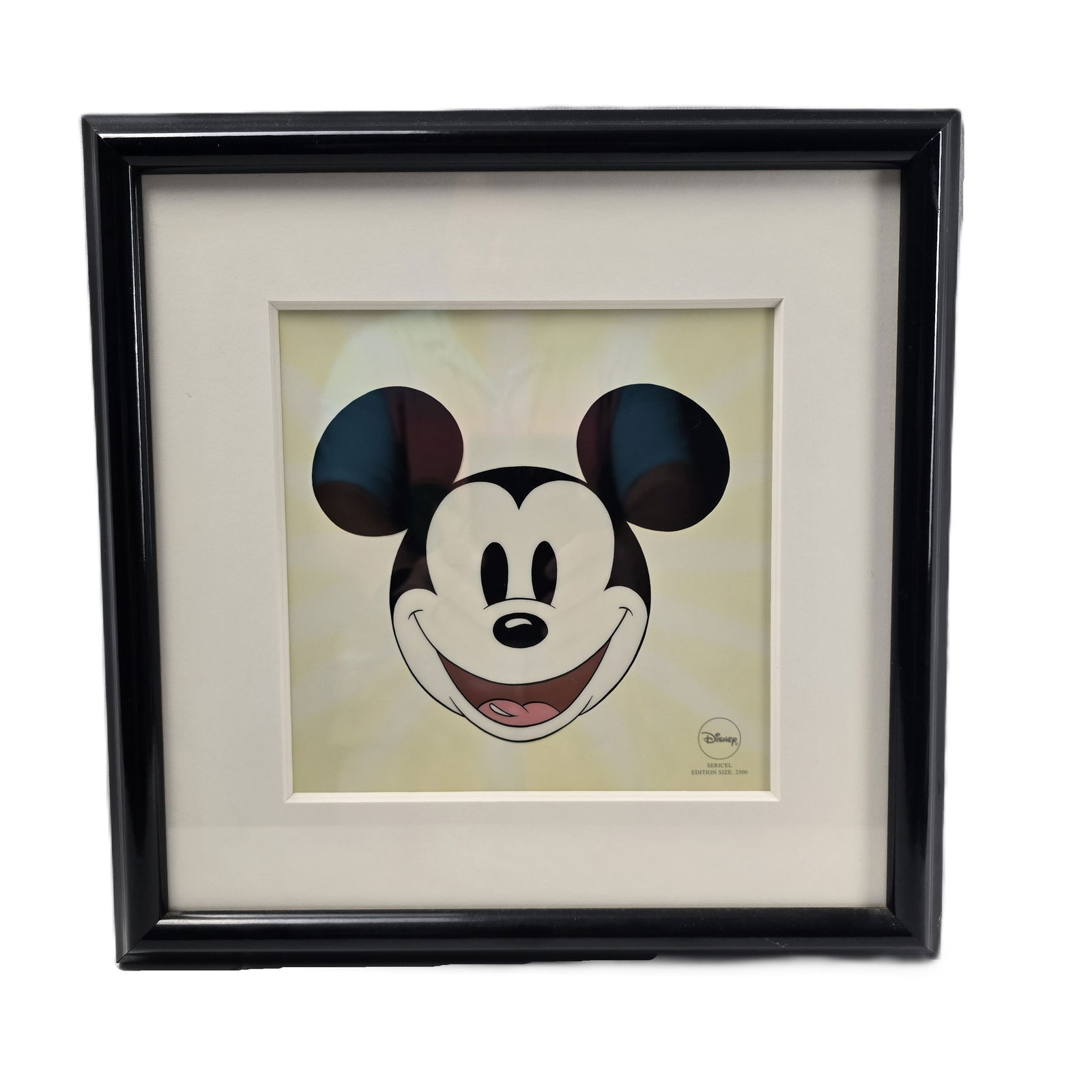 A Framed Limited Edition "Here's Mickey" Sericel featuring Mickey Mouse with lithographic (1 of 5)