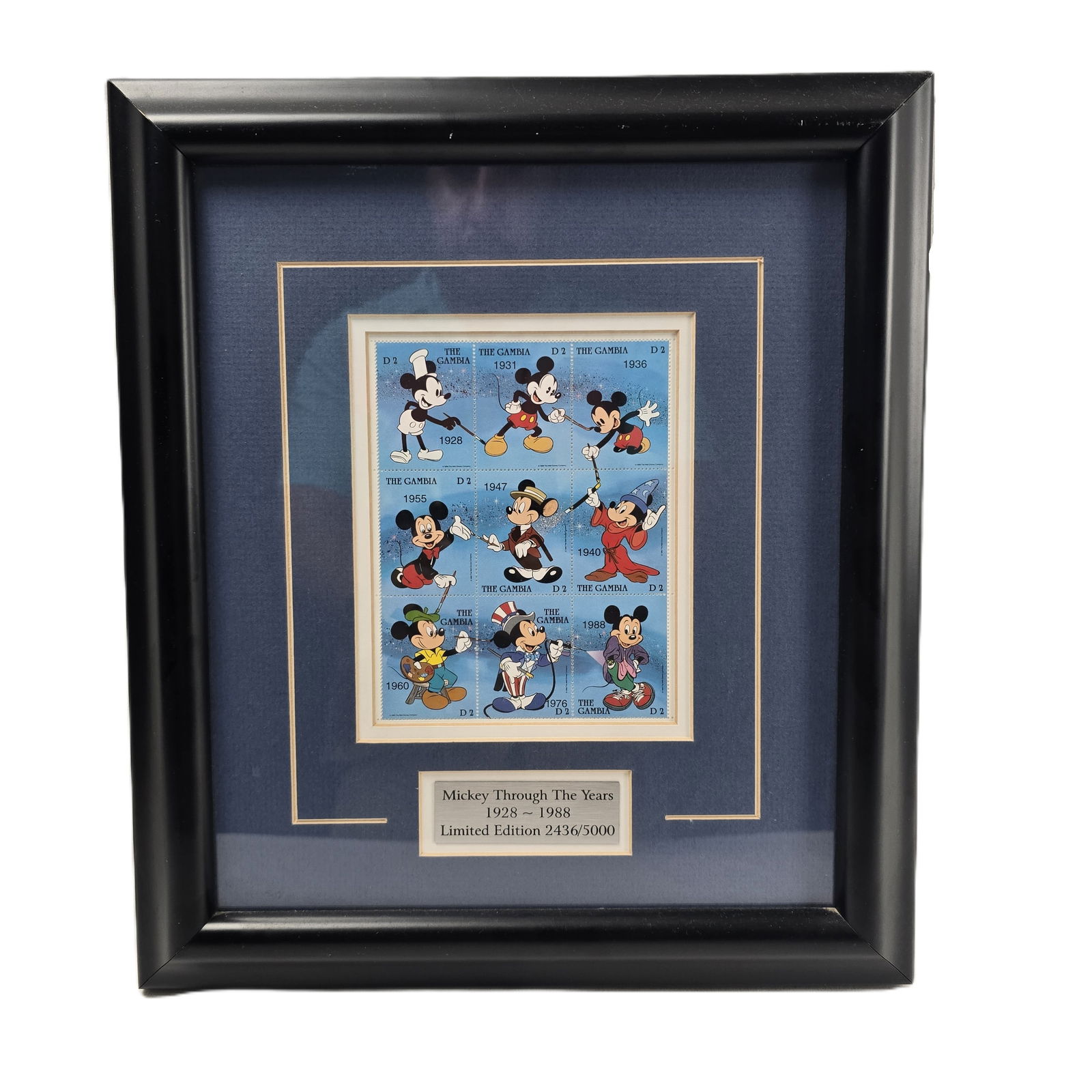 A Limited Edition 60th Anniversary “Mickey Through The Years?? Framed Stamp Set. (1 of 4)