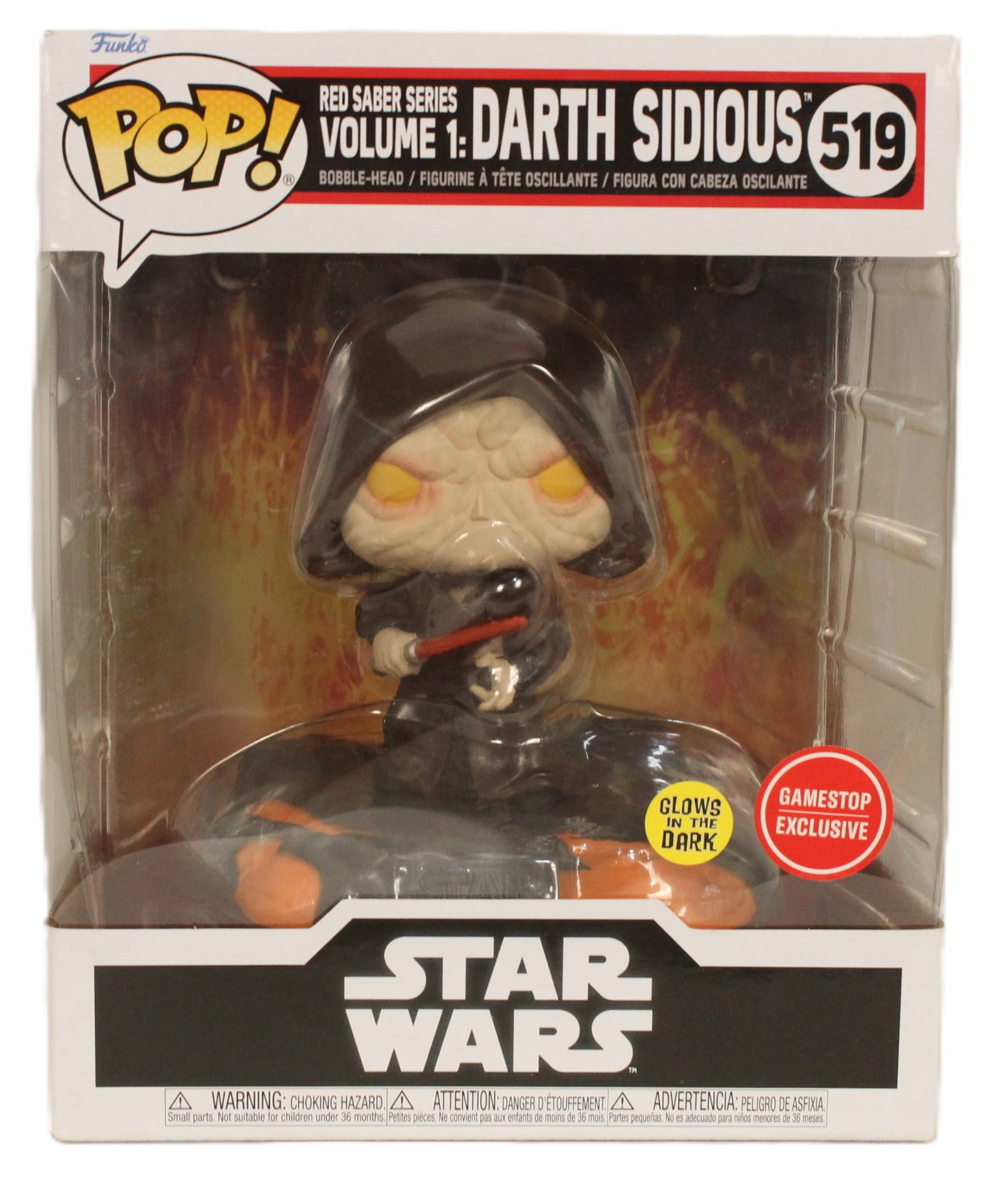 A Gamestop Exclusive Glow-in-the-Dark Red Saber Series Volume 1: Darth Sidious #519 Funko Pop. (1 of 6)