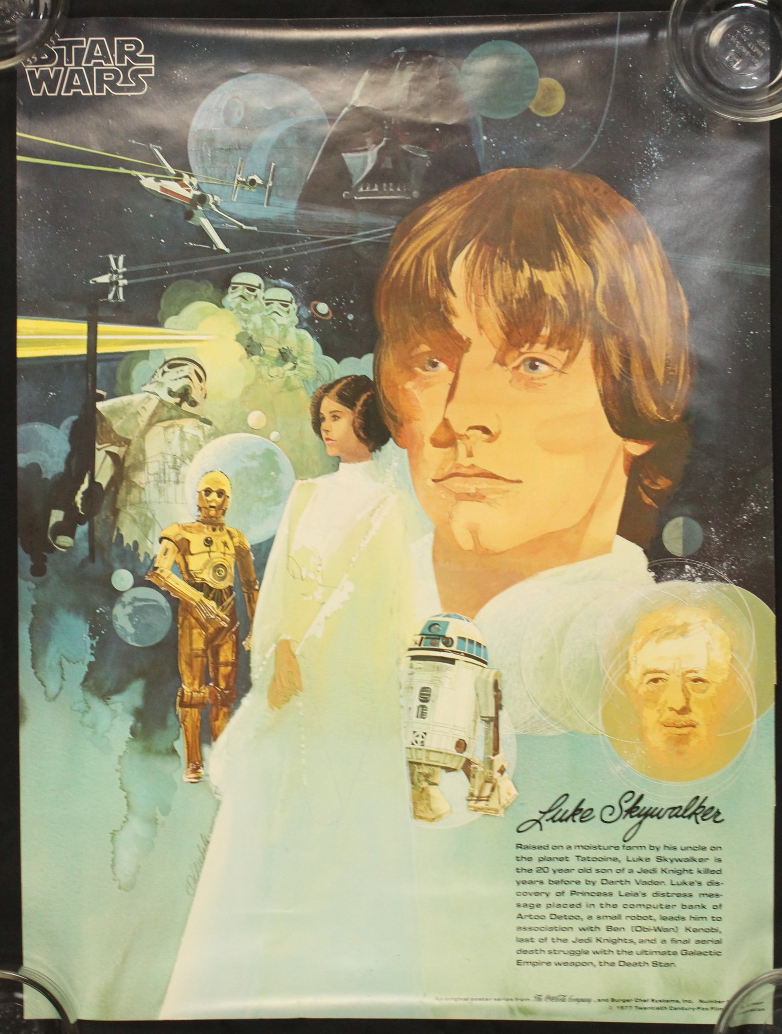 A 1977 20th Century Fox Coca-Cola Luke Skywalker Poster #1/4. (1 of 2)