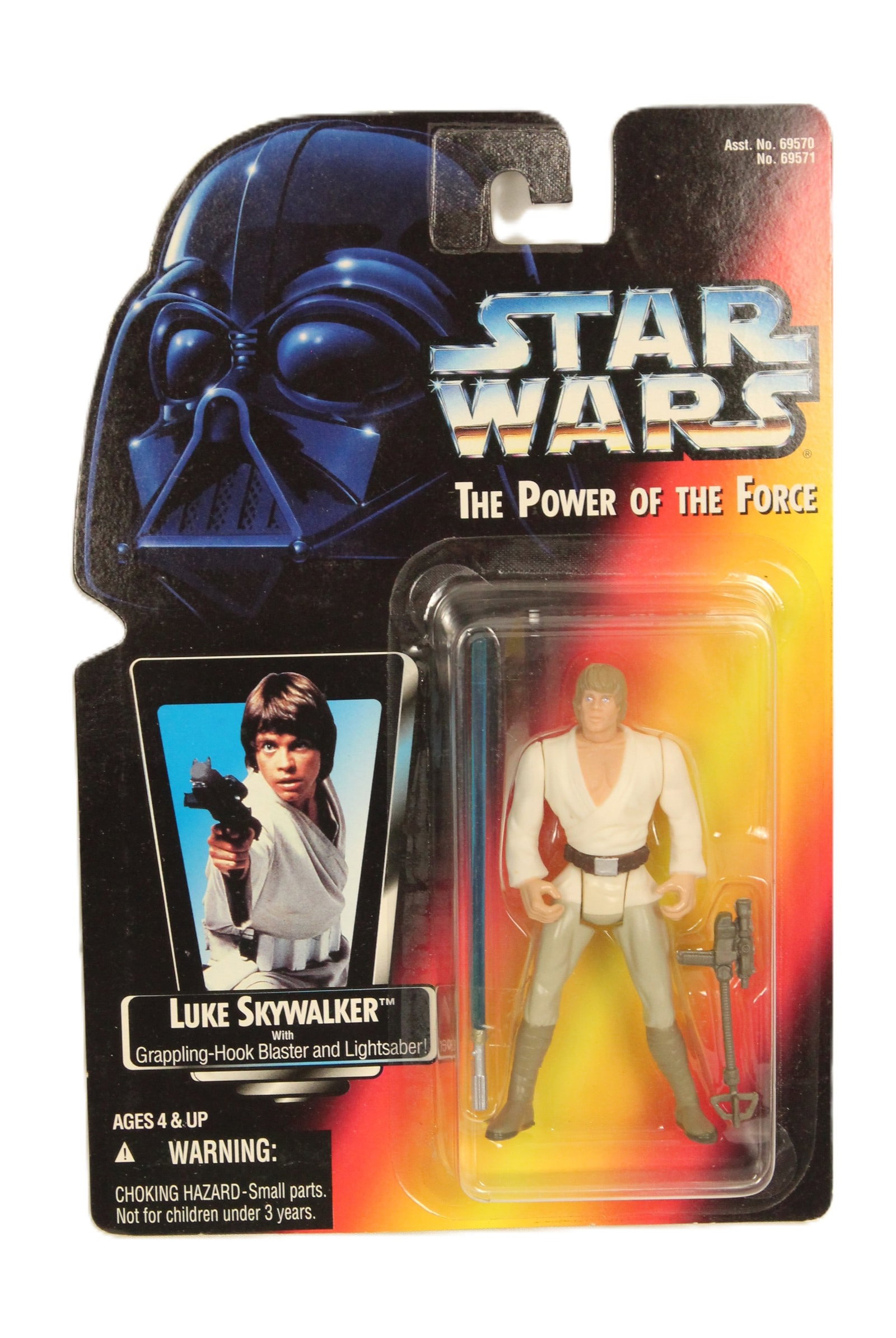 1995 Power of the Force Luke Skywalker Action Figure.: (Kenner, 1995) This is a new-in-box Star Wars The Power of the Force Luke Skywalker with grappling-hook blaster and lightsaber action figure. The box is in near mint condition.