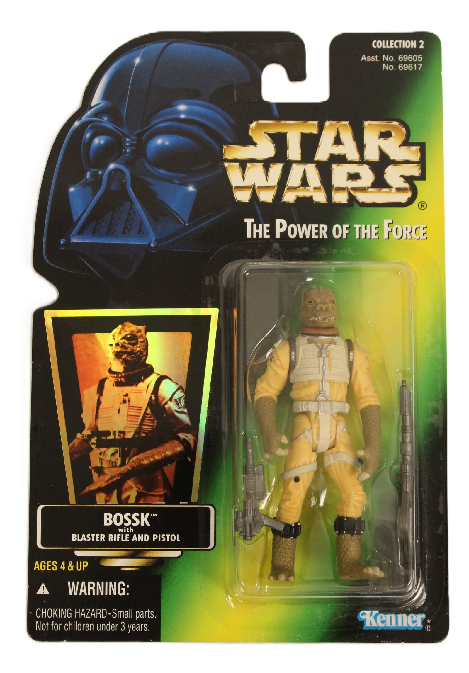 1996 Power of the Force Bossk Action Figure.: (Kenner, 1996) This is a new-in-box Star Wars The Power of the Force Collection 2 Bossk with blaster rifle and pistol action figure. The box is in near mint condition.