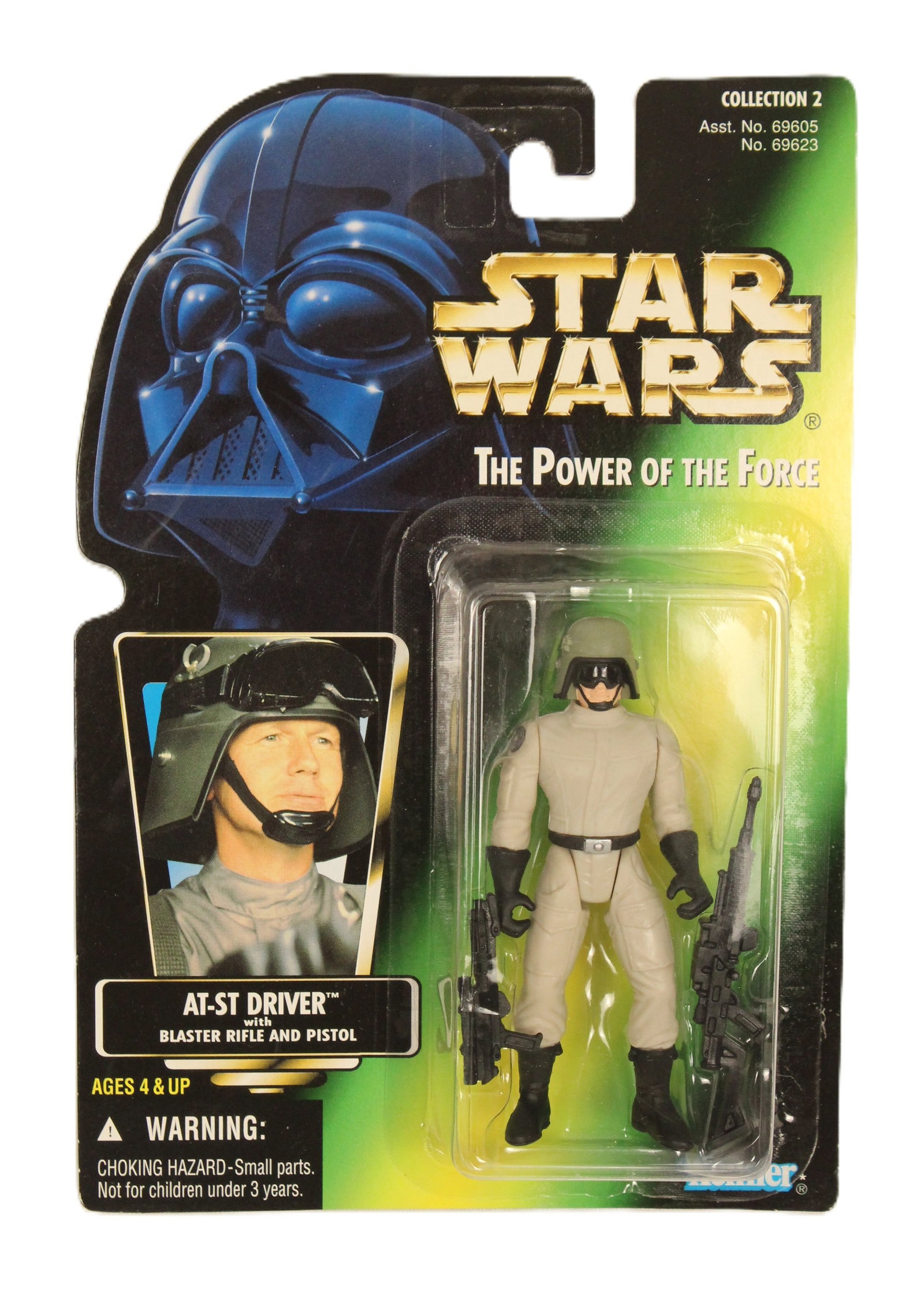 1996 Power of the Force AT-ST Driver Action Figure.: (Kenner, 1996) This is a new-in-box Star Wars The Power of the Force Collection 2 AT-ST Driver with blaster rifle and pistol action figure. The box is in excellent condition.