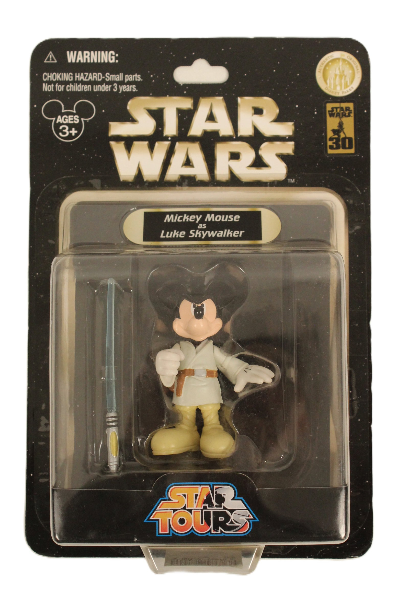 A Star Tours Mickey Mouse As Young Luke Skywalker Action Figure.: (Disney Merchandise, 2007) This is a Star Tours Mickey as Luke Skywalker Episode IV version action figure It is new-in-package and is in excellent condition.