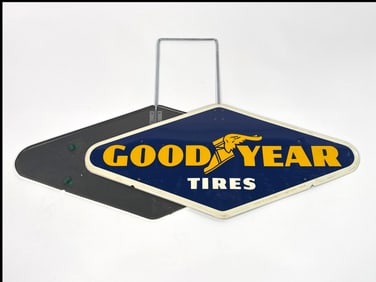 1950s Goodyear Tires double sided metal tire display rack.