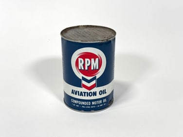 1950s RPM Aviation Oil 1 quart metal tin.