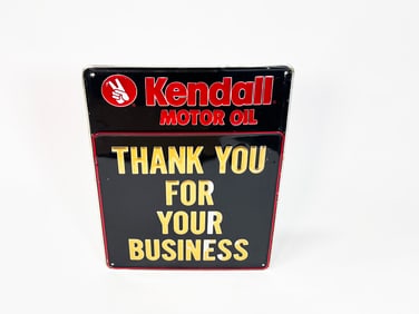 Kendall Motor Oil "Thank You For Your Business" single-sided embossed tin sign.