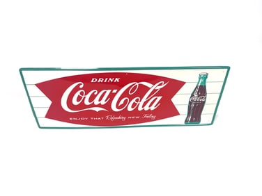 NOS late 1950s Drink Coca-Cola single sided tin sign.