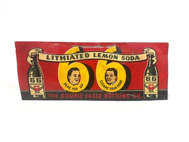 1920s lLithiated 66 Lemon Soda single sided tin sign.