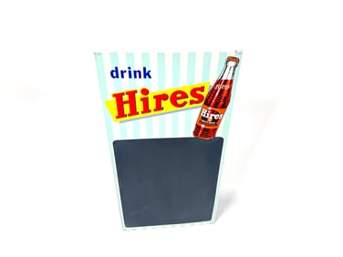 NOS 1950s Hires Root Beer single sided tin menu board sign.