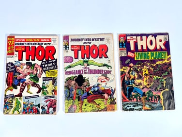 Lot of three 1965/1966 The Mighty Thor comics by Marvel