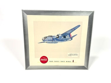 World War II era Coca-Cola your thirst takes wings cardboard diner sign.